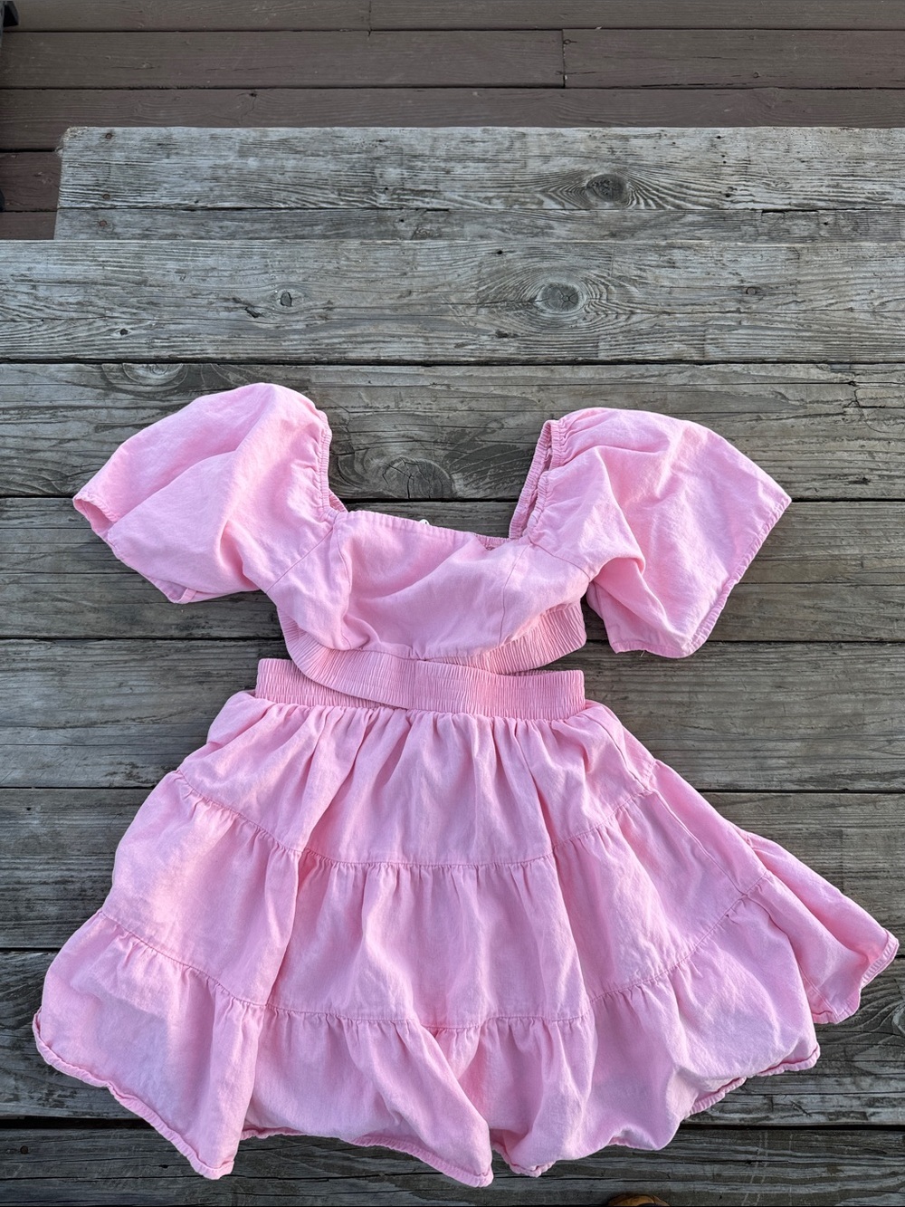 Shy Velvet Light Pink Cute Out Tiered Dress size Medium